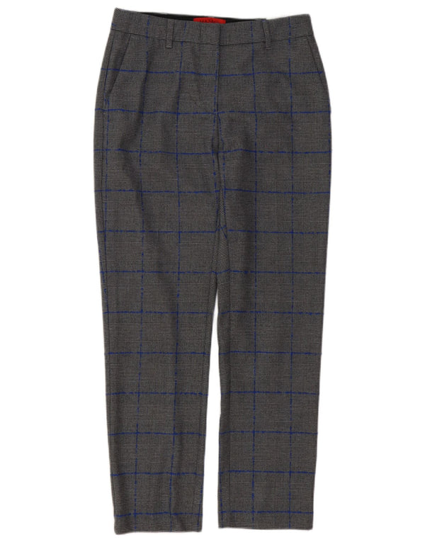 Max & Co. Pantalon Chino Femme UK 8 Small W28 L27 Gris Pied-de-Poule