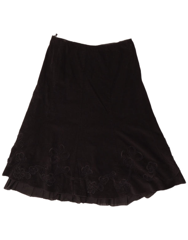 Marks & Spencer Jupe en velours côtelé pour femme UK 16 Large W34 Coton floral noir