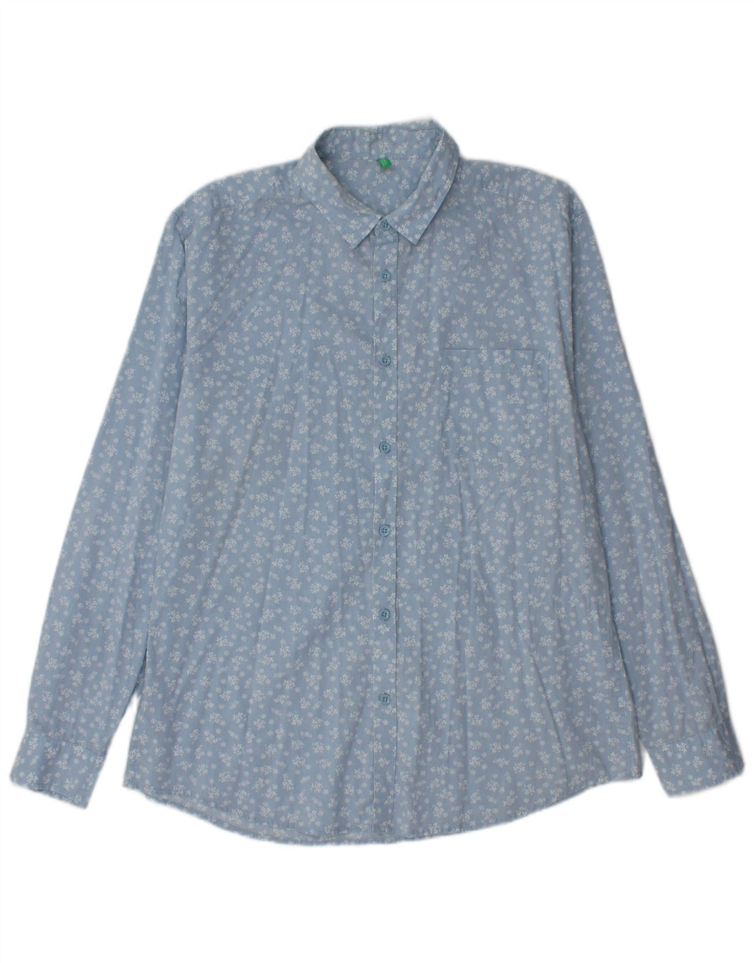 Benetton Chemise Bleu Moyen Floral Homme