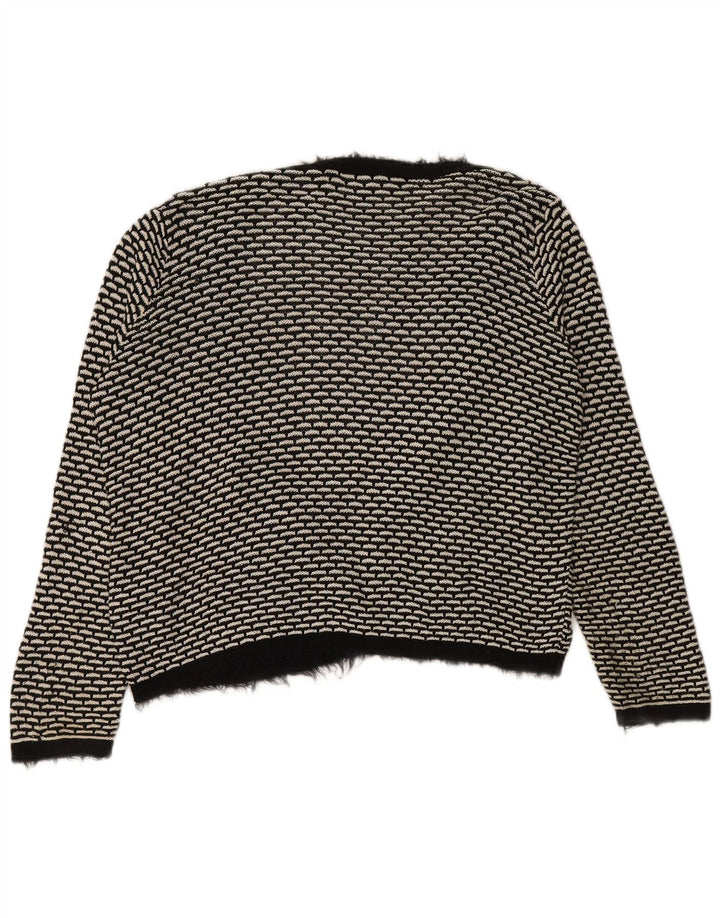 Marks & Spencer Pull cardigan ouvert pour femme UK 14 Large Noir Géométrique
