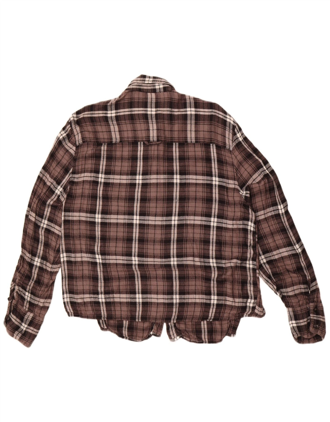 Benetton Chemise en flanelle pour femme UK 14 Grand carreaux marron