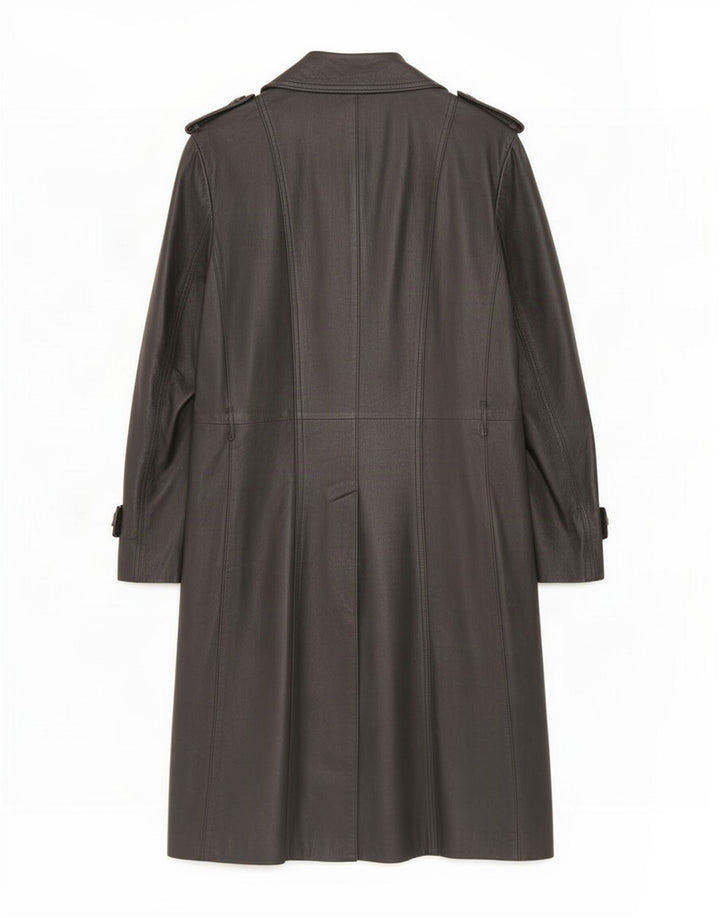 Manteau en cuir à double boutonnage vintage pour hommes IT 48 Noir moyen