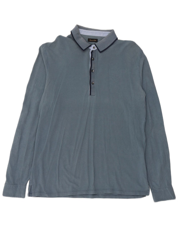 Massimo Dutti Polo à manches longues pour homme XL Bleu Coton