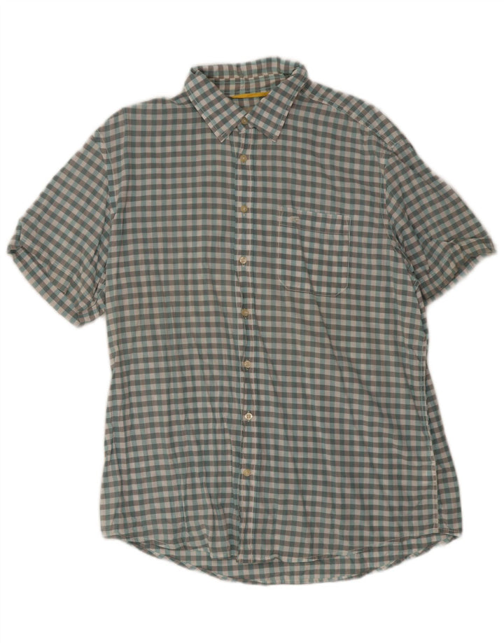 Camel Active Chemise à manches courtes pour hommes, coupe régulière, grand coton vichy bleu