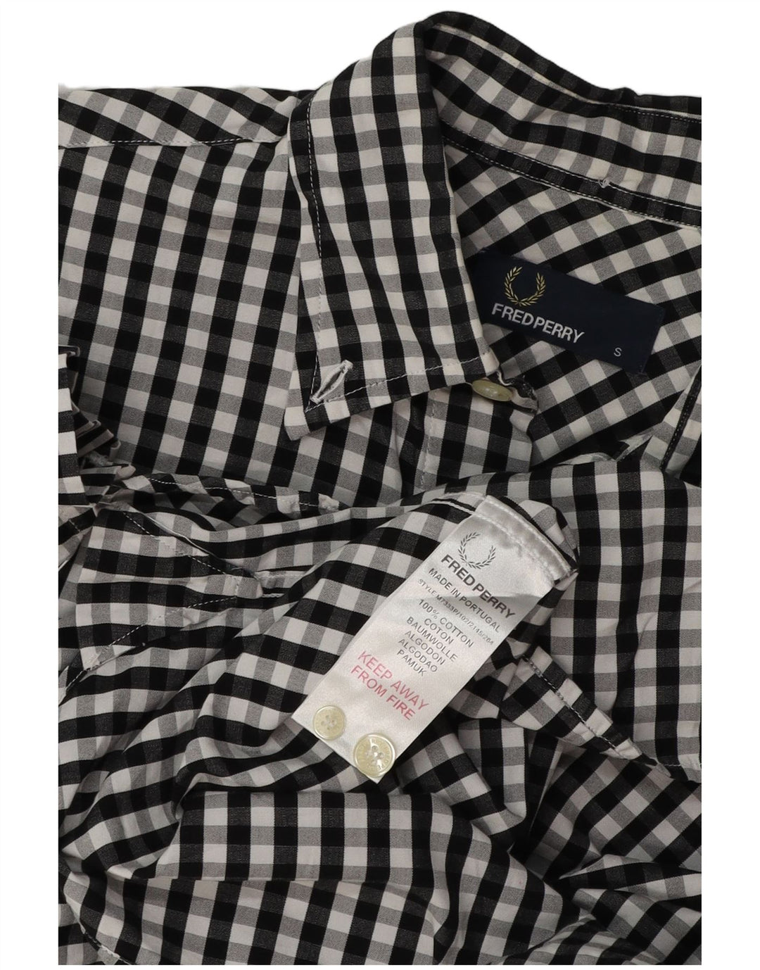 Fred Perry Chemise à manches courtes pour homme Petit coton vichy noir