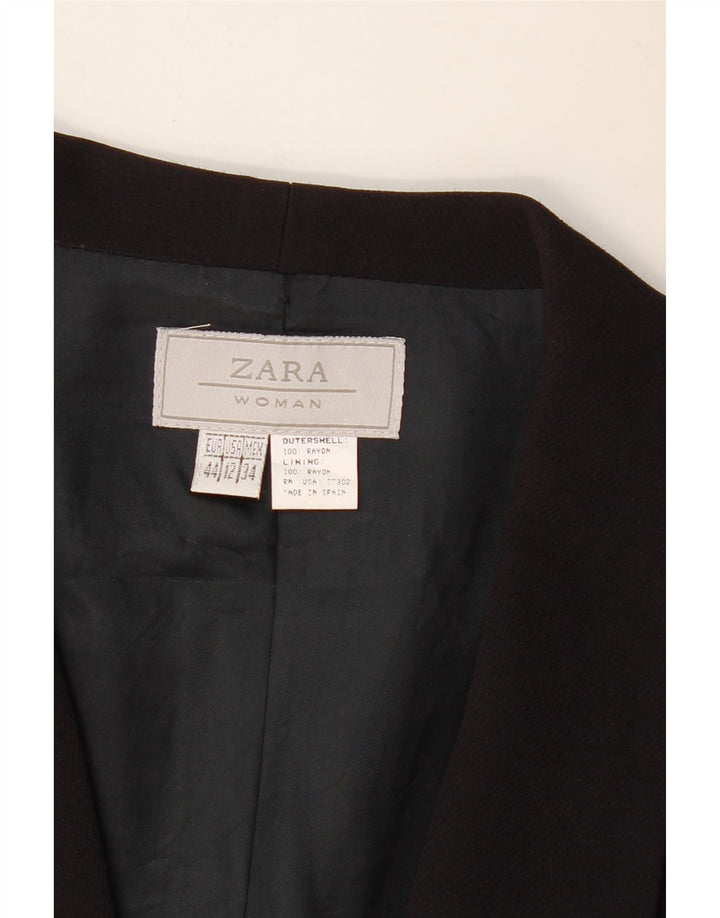 ZARA Veste blazer à 1 bouton et manches 3/4 pour femme EU 44 XL Rayonne noire