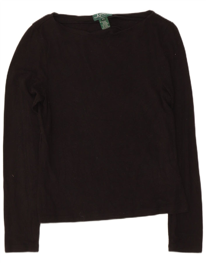 Ralph Lauren Femme Petite Top Manches Longues UK 8 Petite Rayonne Noire