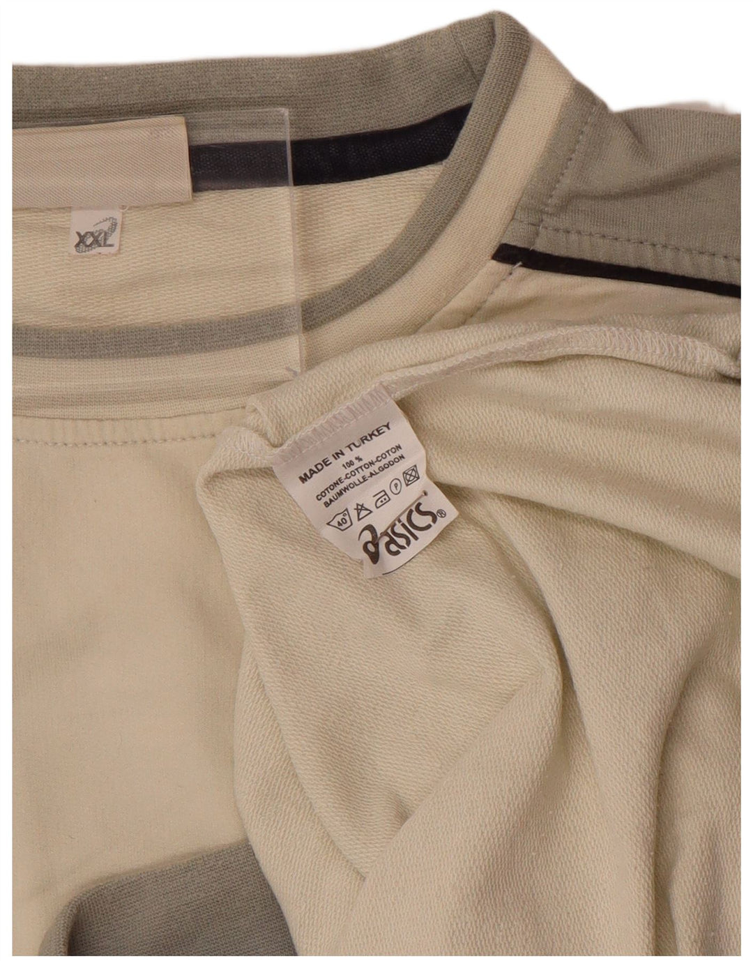 ASICS Sweat-shirt pour homme en coton color block blanc cassé 2XL