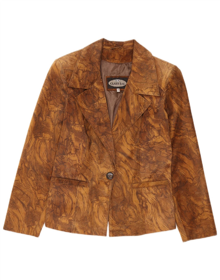 vintage Femme 1 Bouton Blazer En Daim Veste IT 44 Brun Moyen Tie Dye