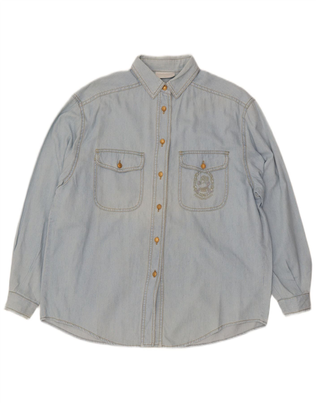 Roccobarocco Chemise en jean surdimensionnée pour femme IT 42 Bleu moyen en coton