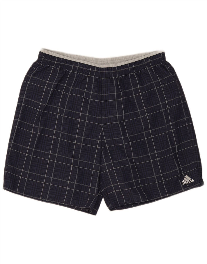 Adidas Short de sport pour homme Grand bleu marine à carreaux en polyamide