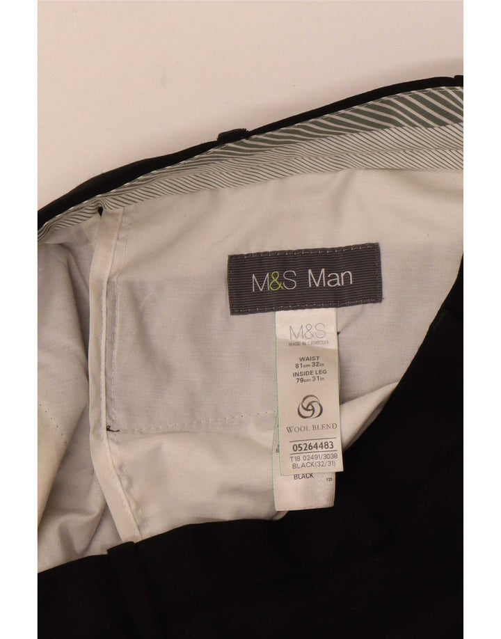 Marks & Spencer Pantalon de costume droit pour homme W32 L31 Noir Polyester