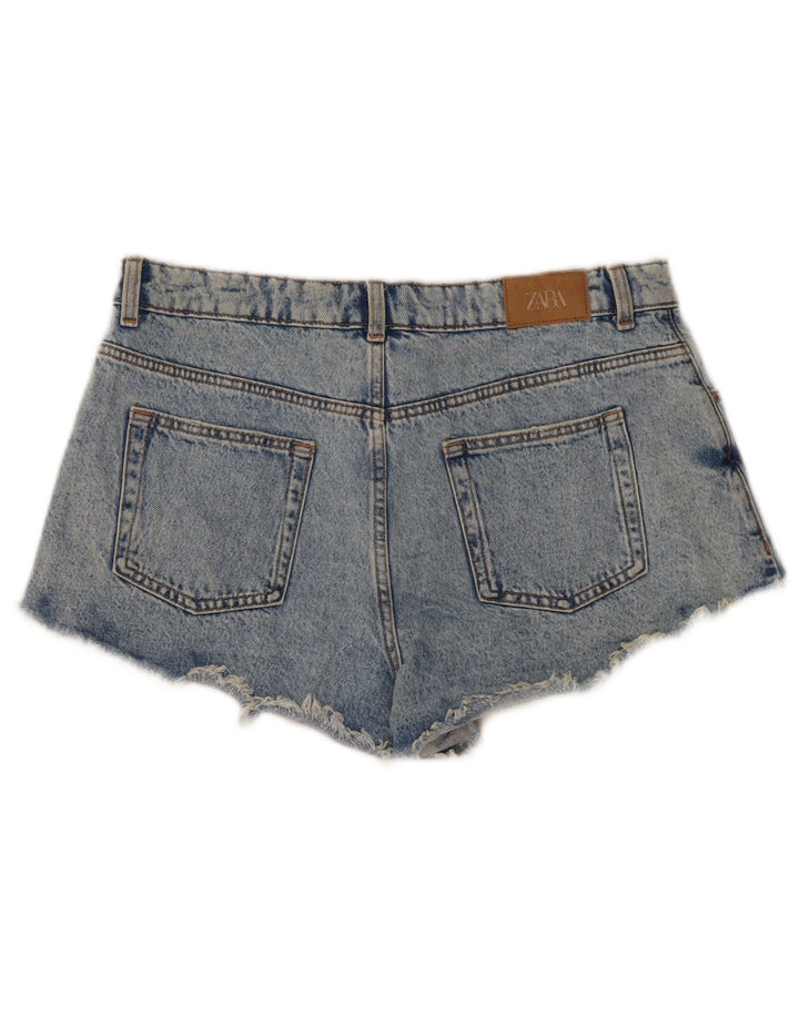 Zara Short en jean vieilli pour femme EU 42 Large W32 Bleu