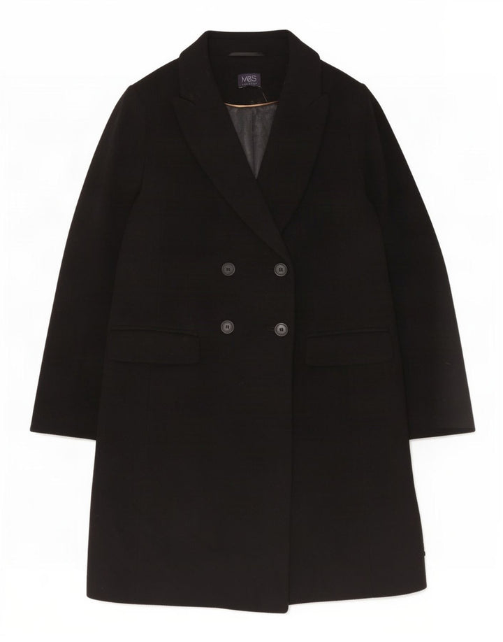Marks & Spencer Manteau double boutonnage pour femme UK 14 Grande laine noire