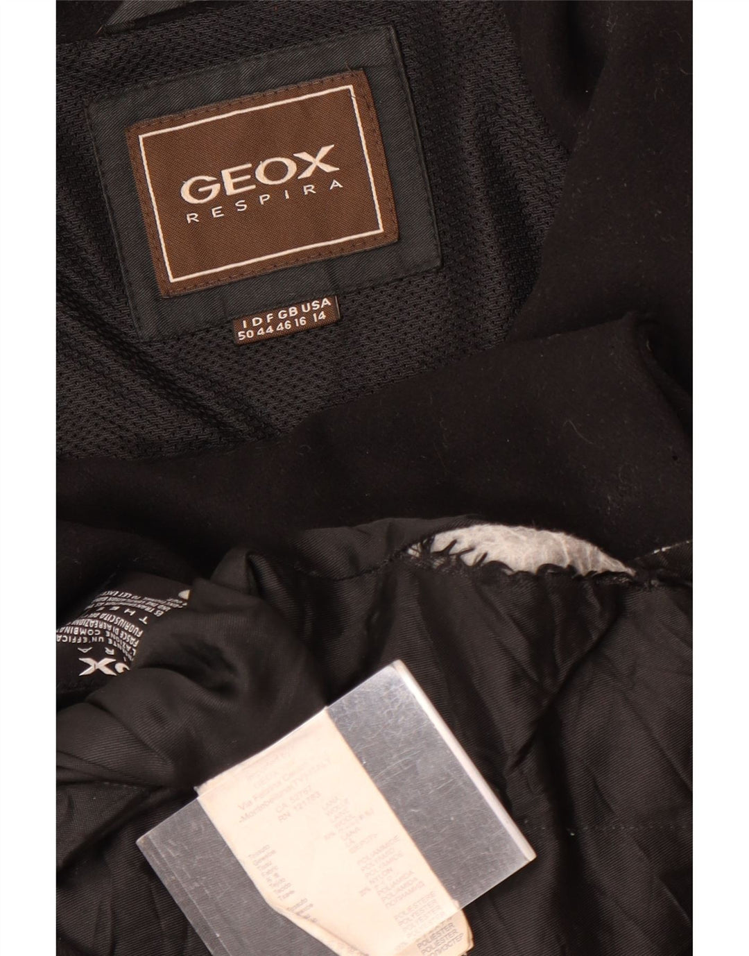 GEOX Respira Pardessus UK 16 Large Noir Laine pour Femme