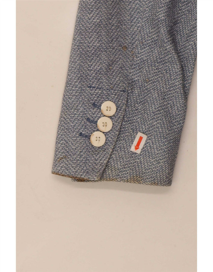 Zara Veste Blazer 2 Boutons Homme EU 48 Bleu Moyen Coton