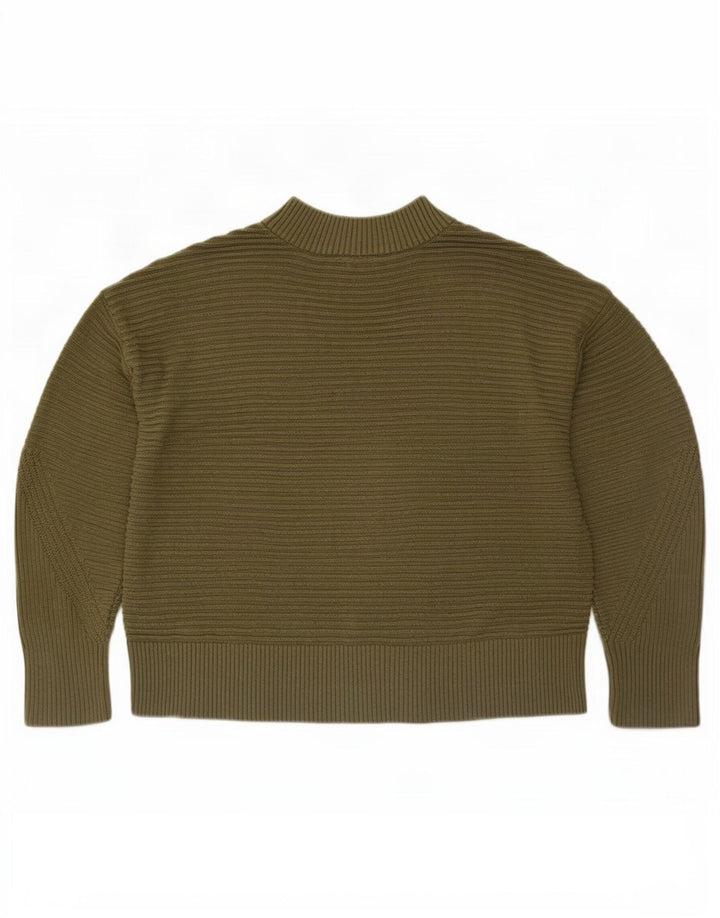 Warehouse Pull col roulé pour femme UK 12 Kaki moyen rayé