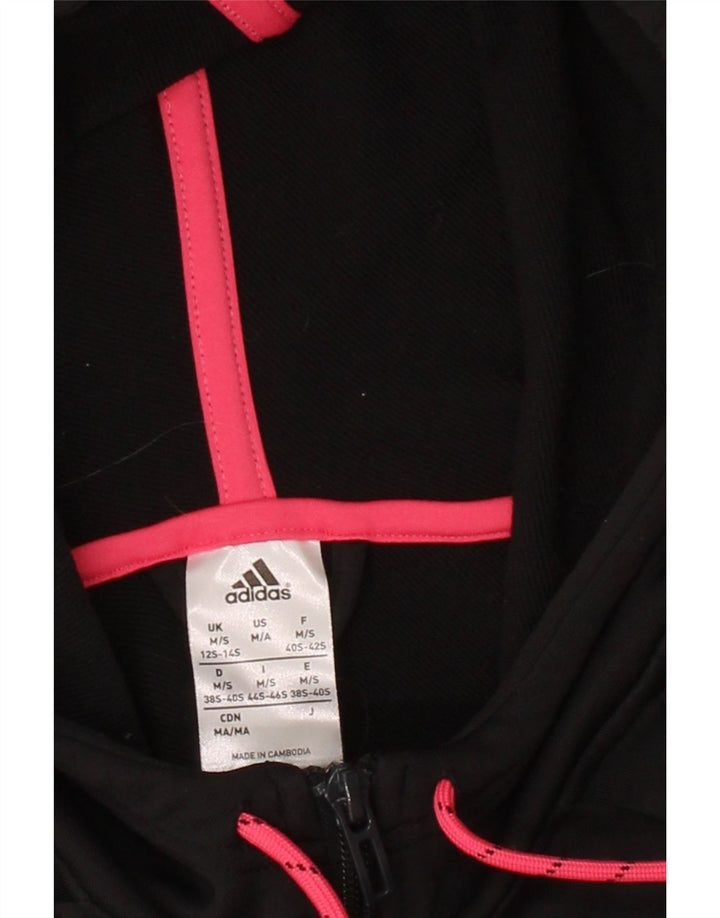 ADIDAS Womens Climalite Zip Hoodie Sweater UK 12/14 Medium Black Polyester Vintage Adidas and Second-Hand Adidas from Messina Hembry 