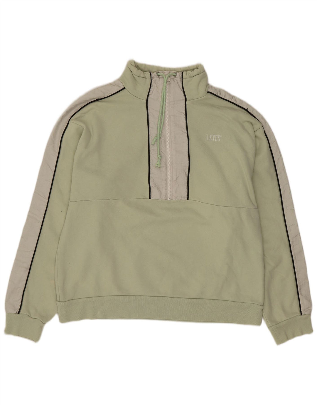 Levi's Sweat-Shirt Zip Neck Femme UK 44 Vert Moyen Colorblock