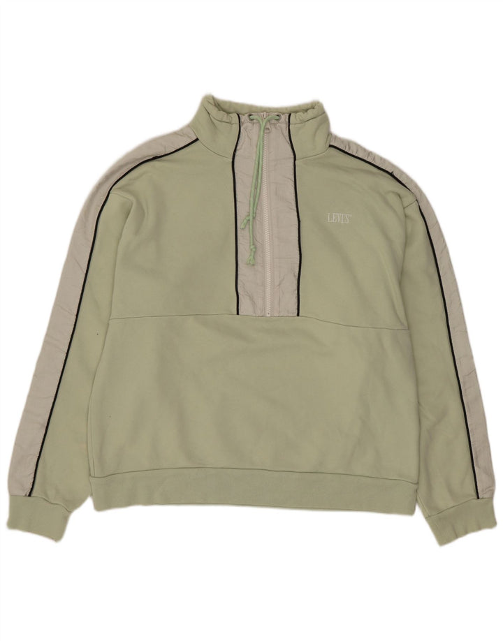 Levi's Sweat-Shirt Zip Neck Femme UK 44 Vert Moyen Colorblock