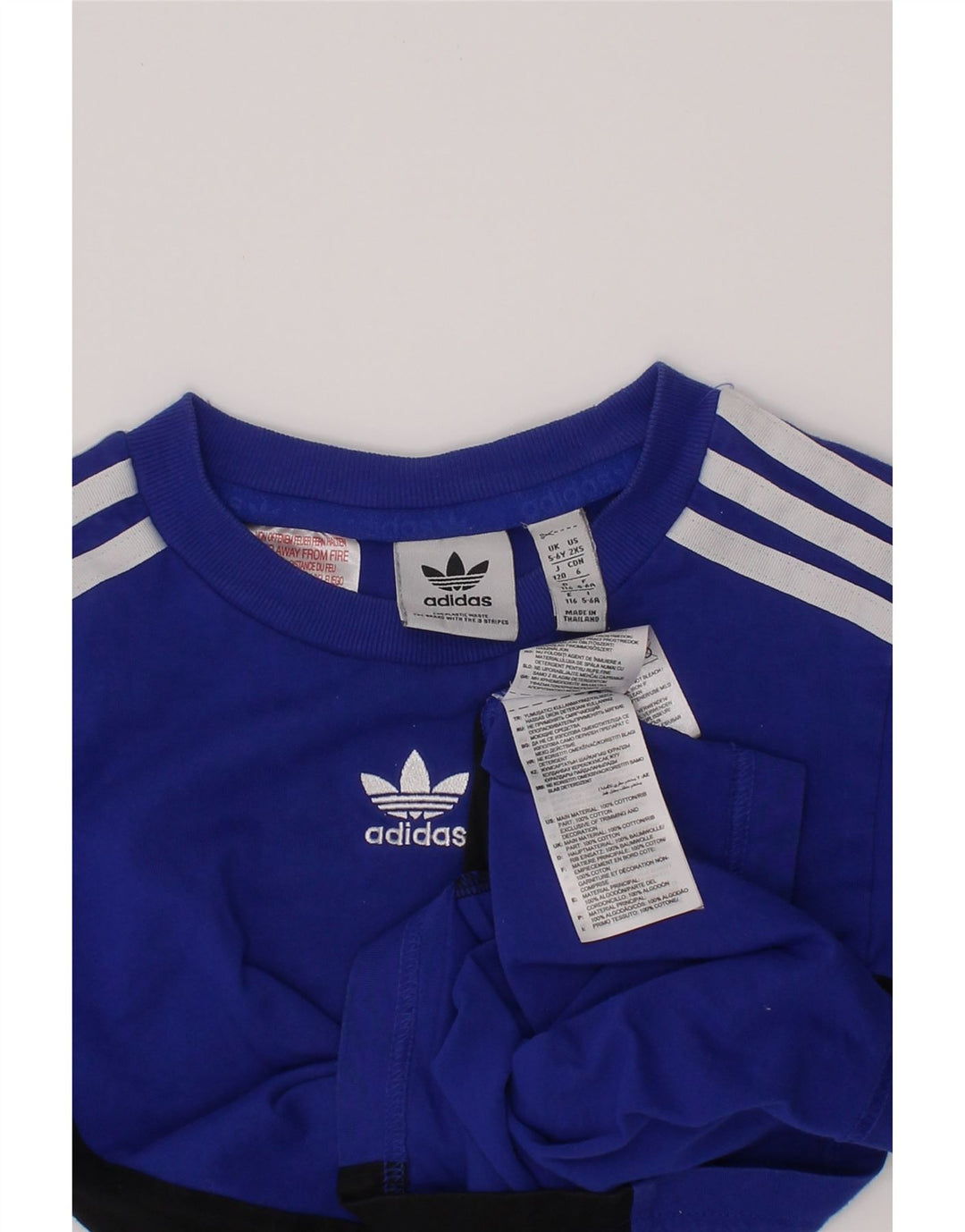 ADIDAS T-Shirt Garçon 5-6 Ans Bleu Colorblock Coton