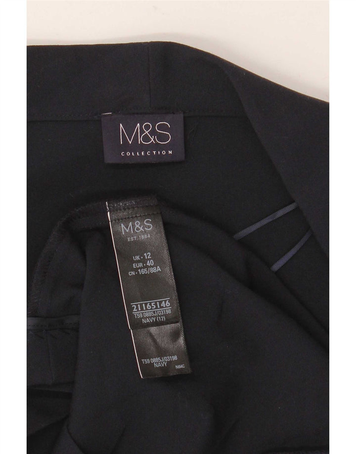 Marks & Spencer Veste blazer ouverte pour femme UK 12 Bleu marine moyen Polyester