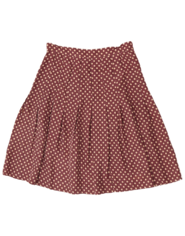 Balloon Womens Jupe trapèze plissée EU 36 Small W26 Bourgogne Floral Soie