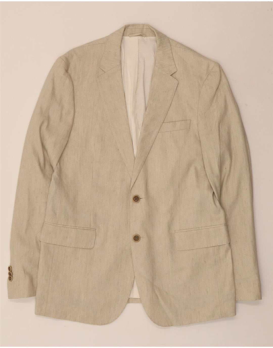 GANT Veste blazer slim à 2 boutons pour homme UK 38 Lin beige moyen