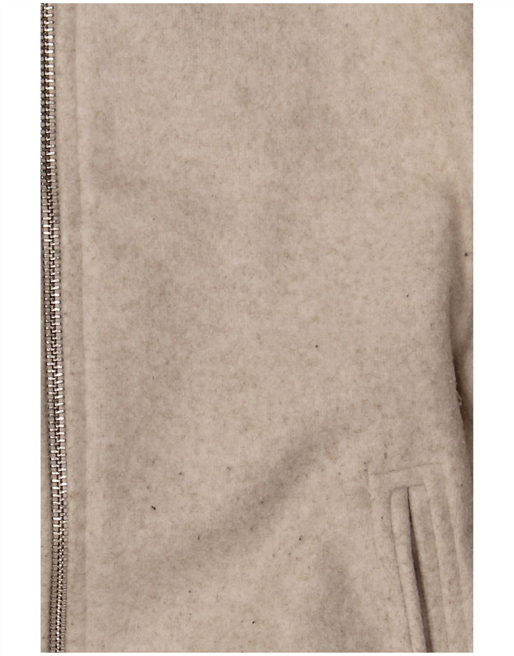 Zara Womens Crop Oversize Bomber Jacket UK 10 Petit Beige Polyester