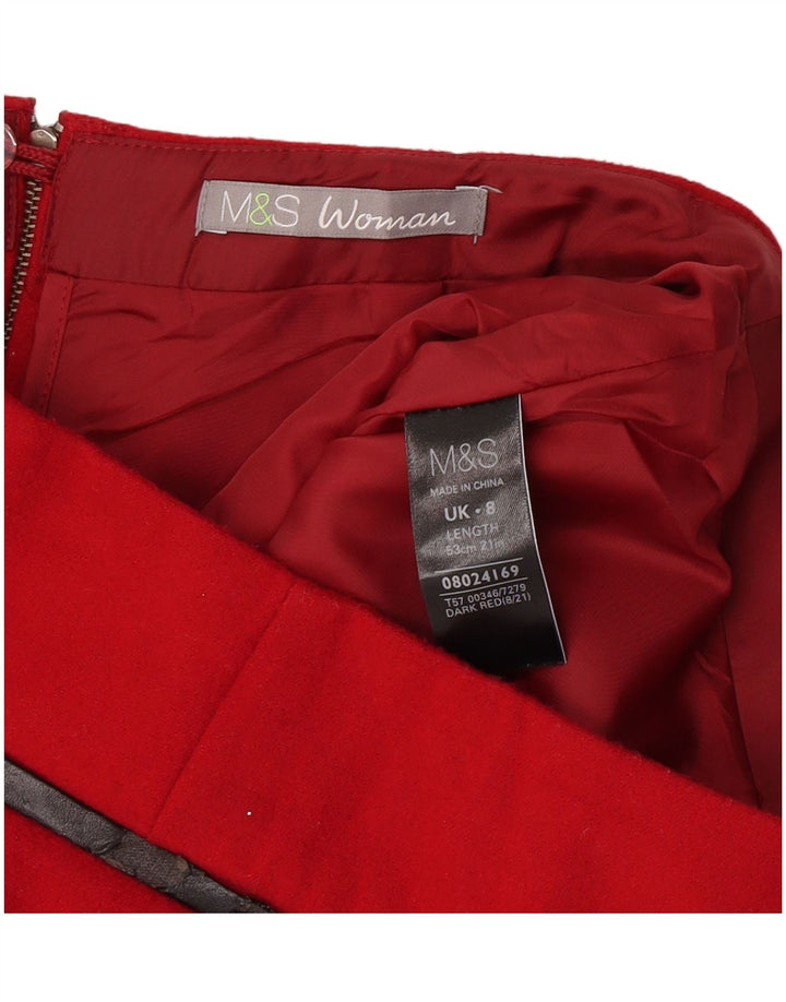 Marks & Spencer Jupe droite pour femme UK 8 Small W28 Rouge Polyester