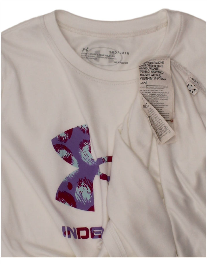 UNDER ARMOUR T-shirt graphique Heat Gear pour fille 9-10 ans Blanc moyen