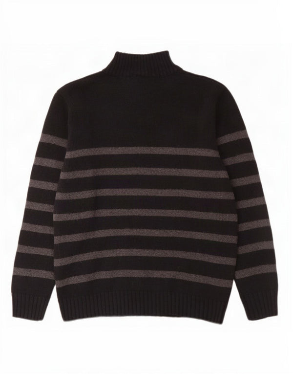 Pierre Cardin Pull col zippé homme XL noir rayé acrylique