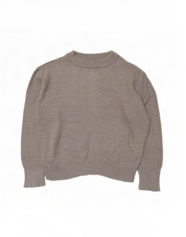 Zara Pull court surdimensionné à col bateau pour femme UK 10 Petit Gris
