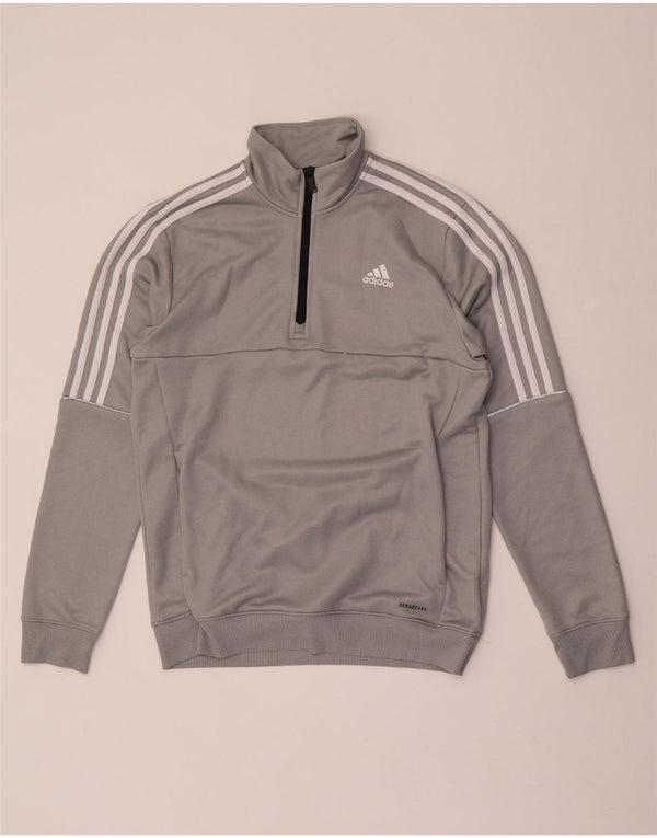ADIDAS Sweat Aeroready Zip Neck Homme Gris Moyen Polyester