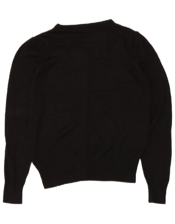 Zara Femme Cardigan Pull UK 8 Petit Noir Viscose