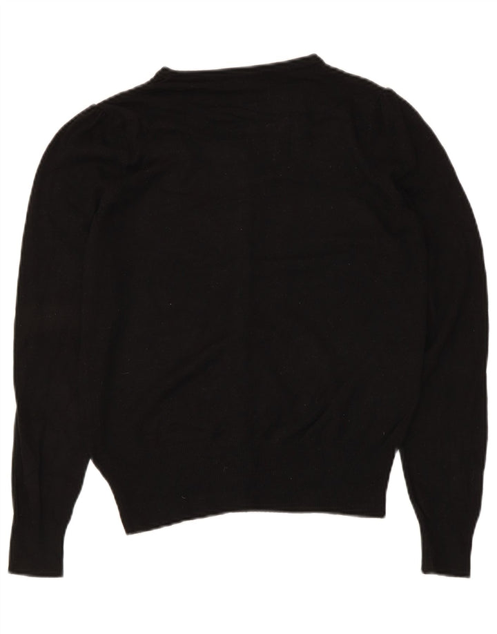 Zara Femme Cardigan Pull UK 8 Petit Noir Viscose