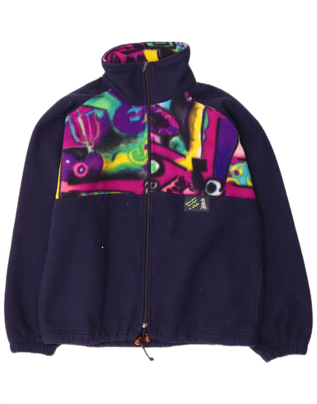 veste polaire homme vintage UK 38 Polyester géométrique bleu marine moyen