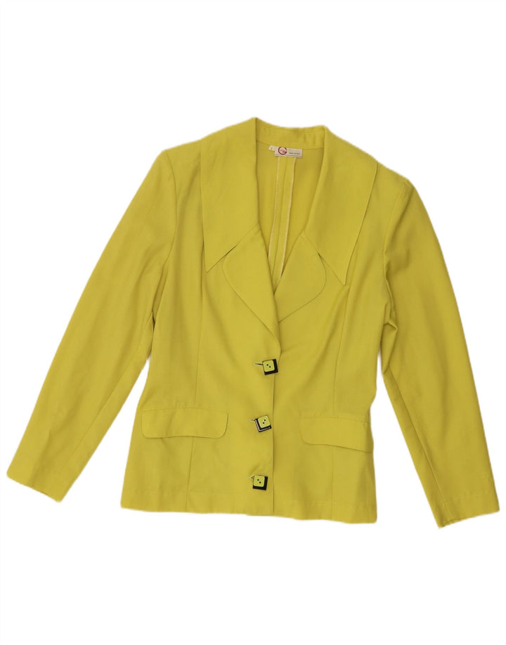 Carla G Veste blazer à 3 boutons pour femme UK 10 Petit Jaune