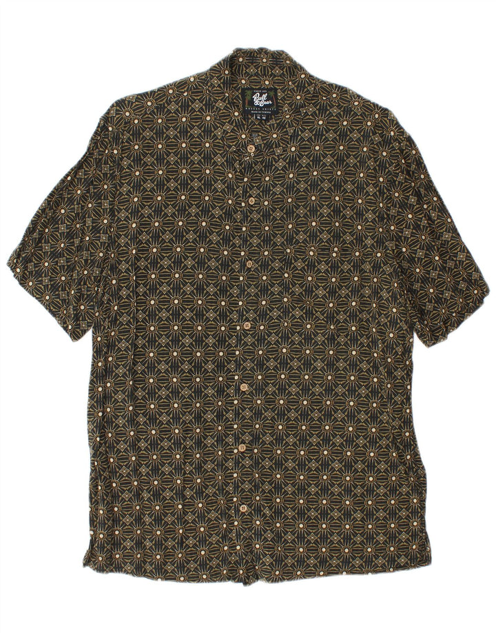 Pull & Bear Chemise à Manches Courtes Homme XL Kaki Géométrique