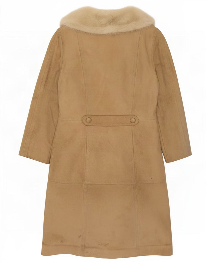 manteau en peau de mouton femme vintage UK 14 Cuir beige moyen