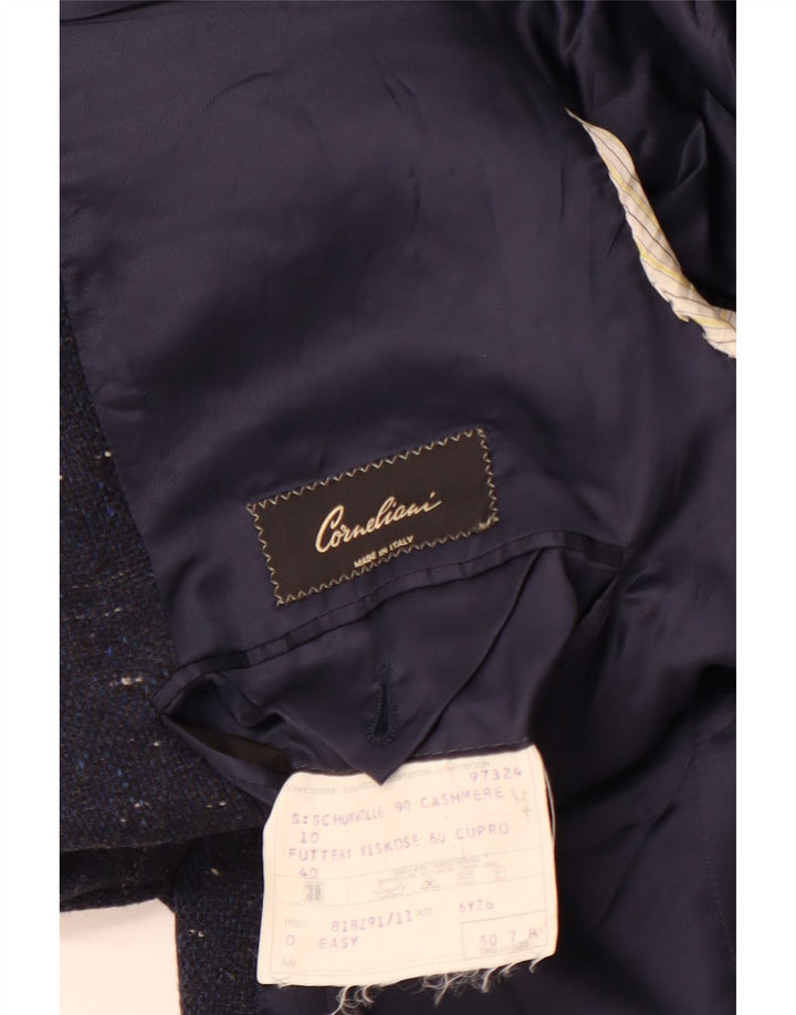 Corneliani Veste Blazer 3 Boutons Homme IT 50 Grande Laine Mouchetée Bleu Marine