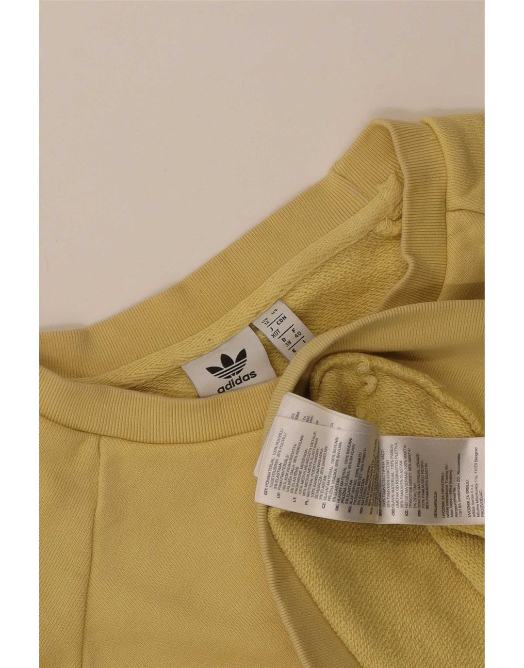 Adidas Sweat-shirt surdimensionné graphique pour homme UK 12 en coton jaune moyen