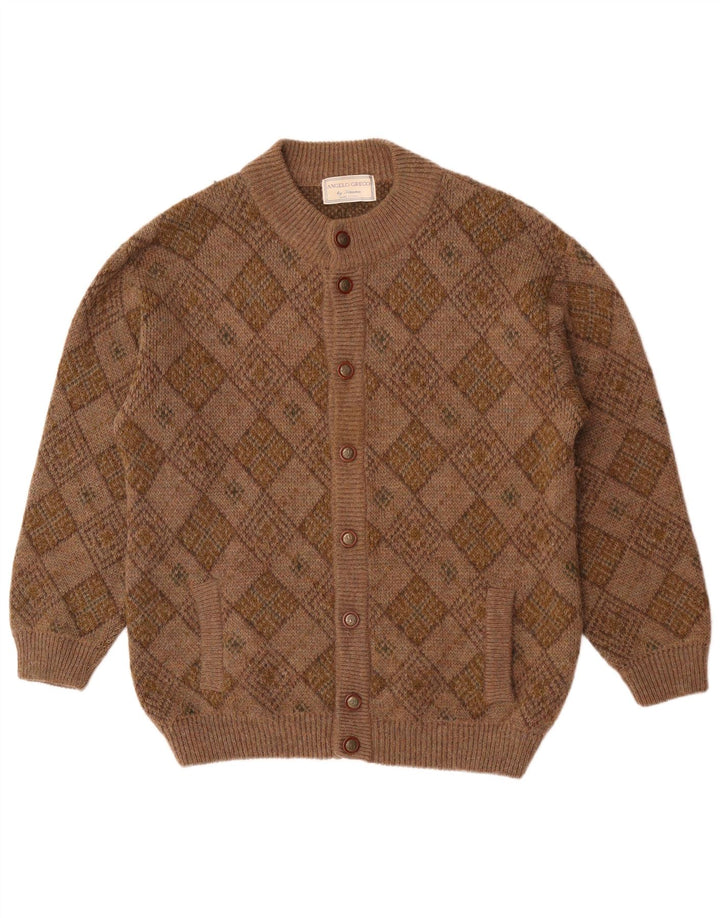 Angelo Greco Mens By Simona Cardigan Pull Large Marron Argyle/Diamant