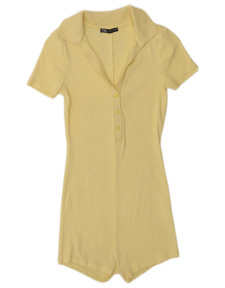 Zara Combishort à manches courtes pour femme UK 8 Small Jaune