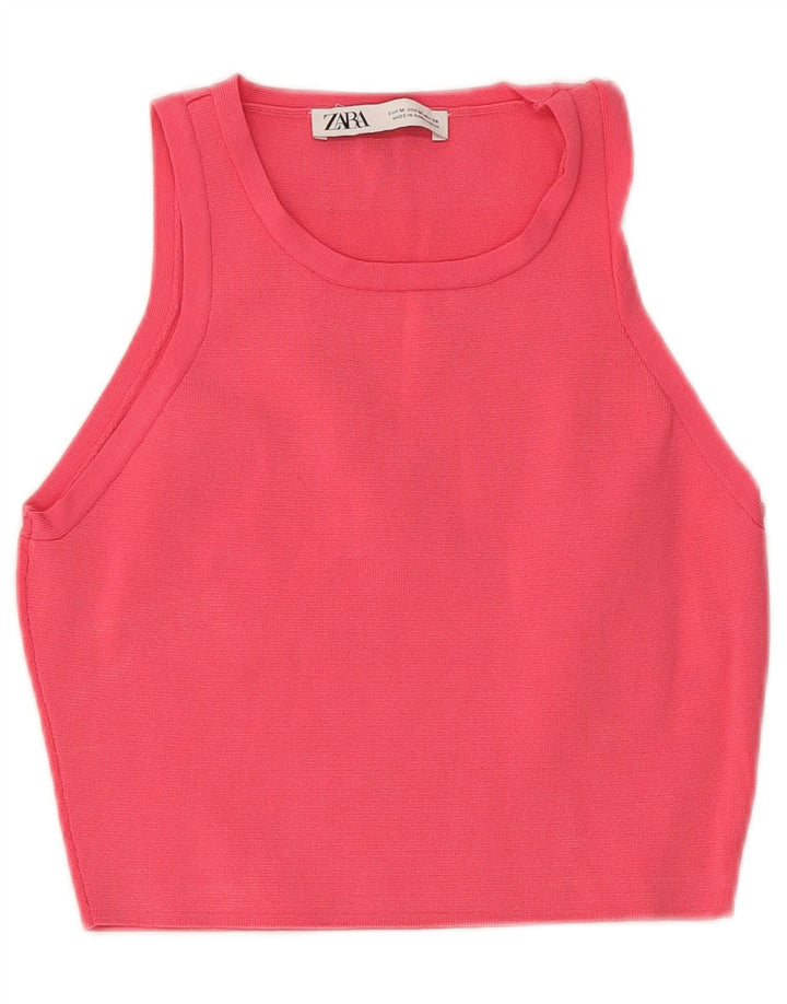 Zara Débardeur court pour femme UK 12 Viscose rose moyen