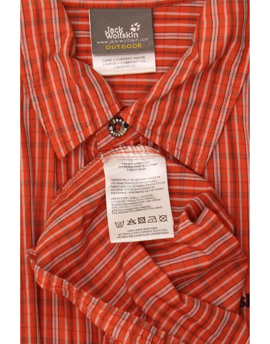 Jack Wolfskin Chemise à manches courtes pour hommes XL Orange Check Lyocell