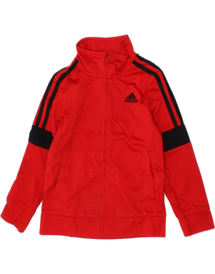 ADIDAS Boys Tracksuit Top Jacket 3-4 Years Red Colourblock Polyester Vintage Adidas and Second-Hand Adidas from Messina Hembry 