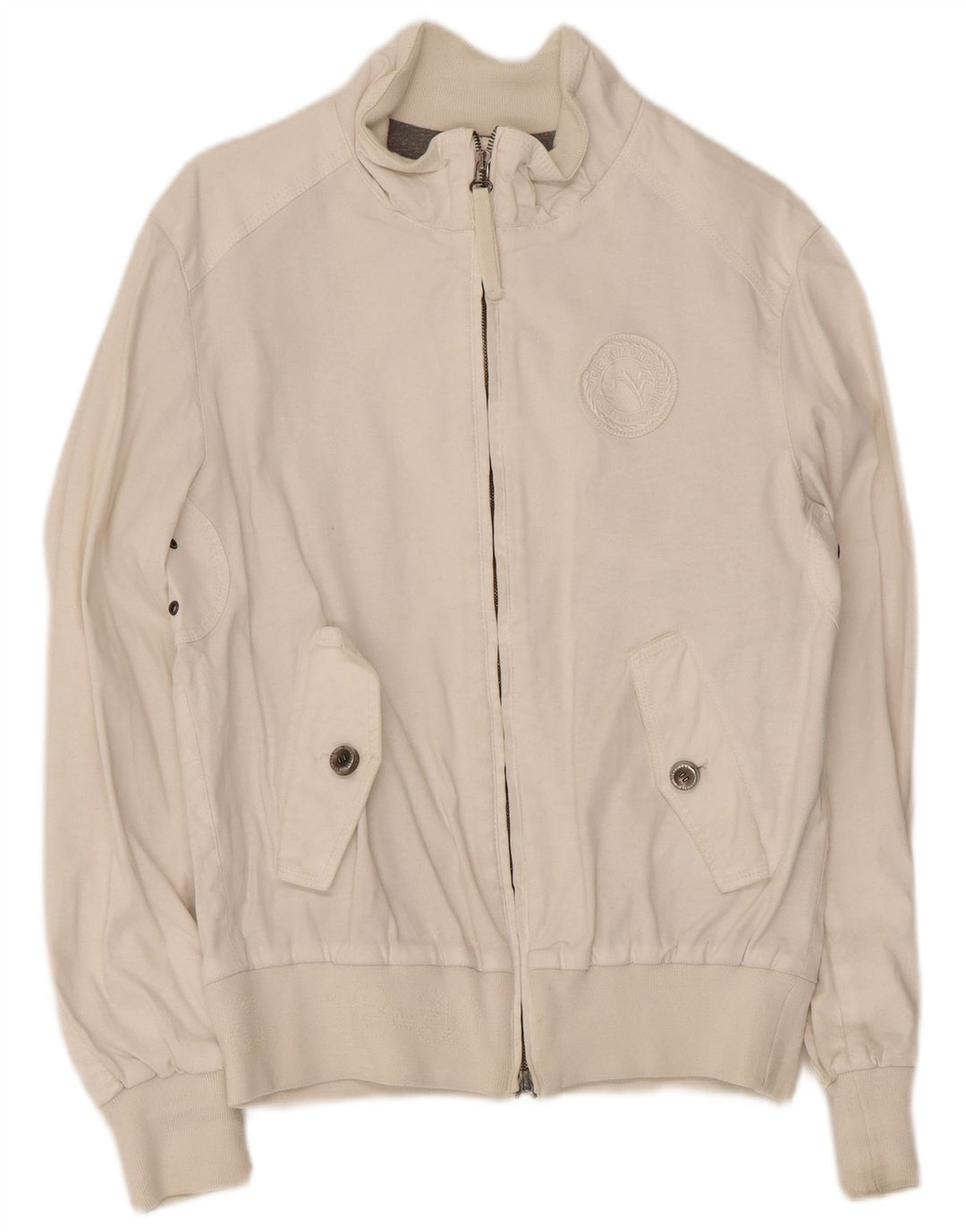 Veste Bomber Homme Vintage IT 46 Petite Viscose Blanche