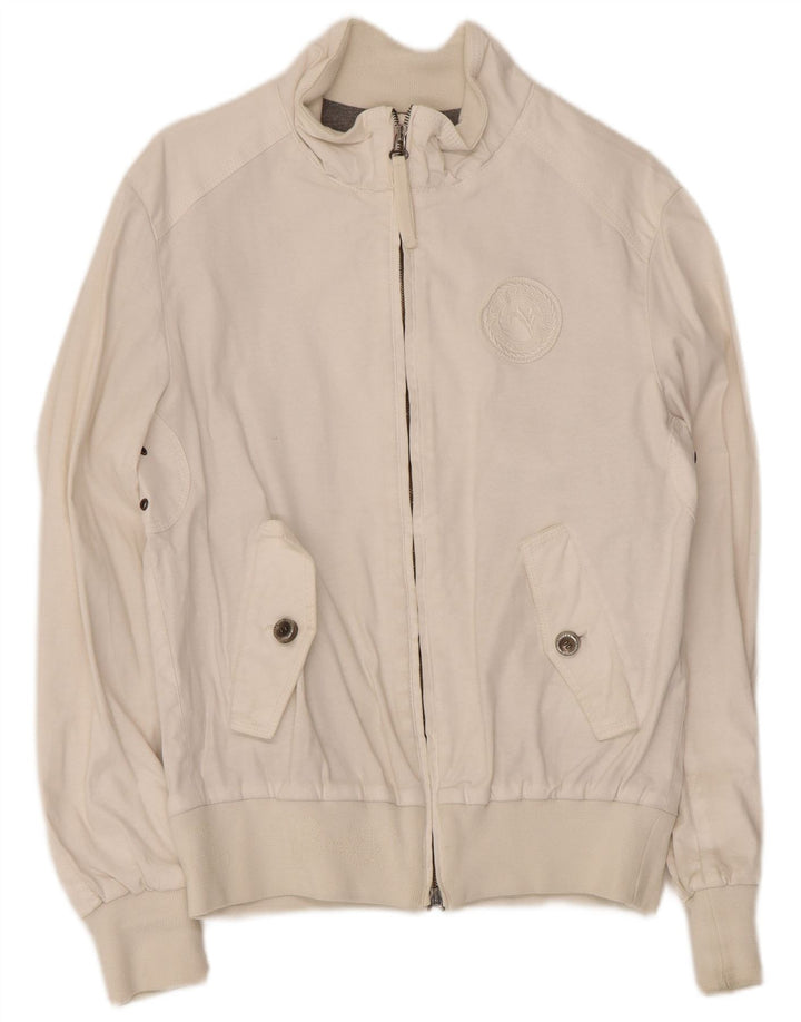 Veste Bomber Homme Vintage IT 46 Petite Viscose Blanche