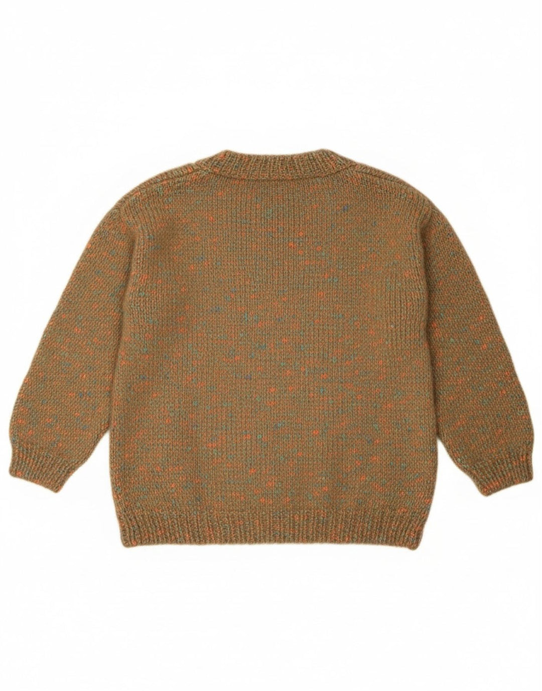 vintage Womens Crew Neck Jumper Pull UK 12 Moyen Vert Moucheté